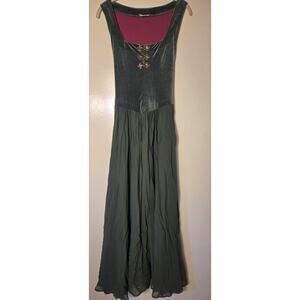 Vtg Bonnie Strauss Green Velvet and Organza Long Dress Renaissance Theater Sz 4